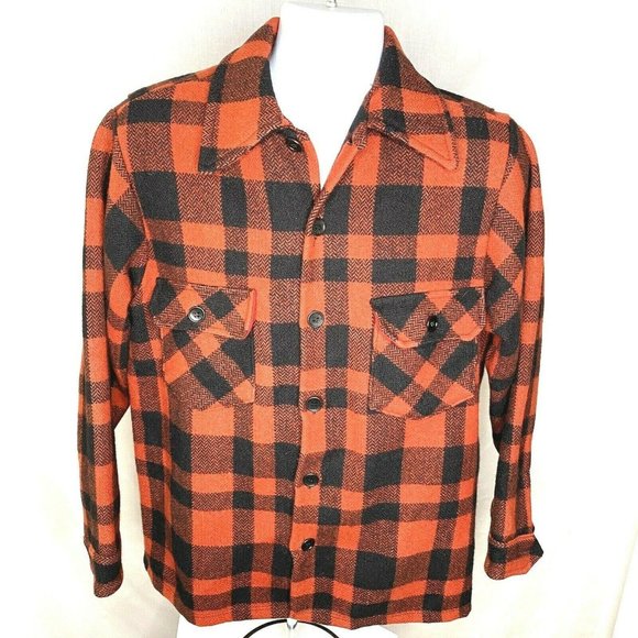 Vintage Buffalo Plaid Red Black Wool Jacket - Picture 1 of 9